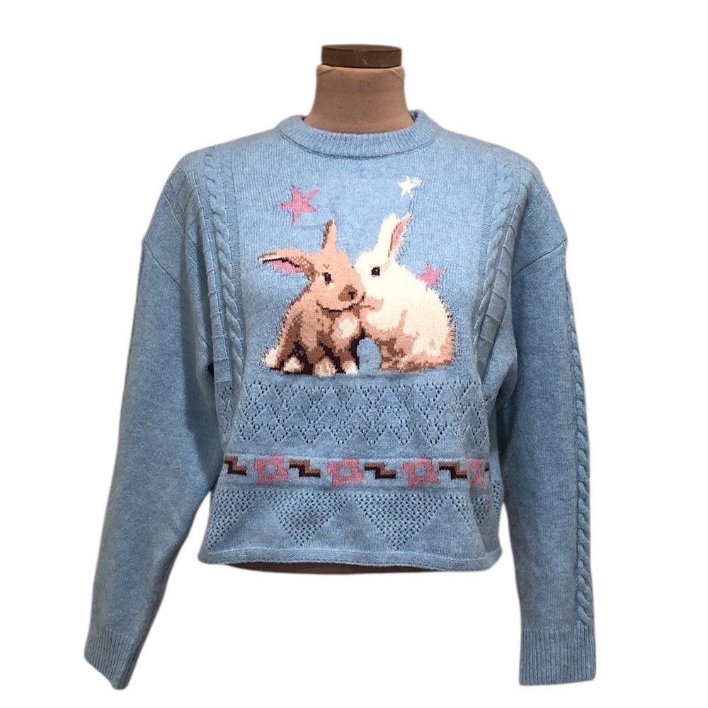 Cider Bunny Rabbit Sweater Size XS Pastel Blue